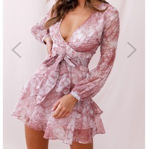 Kerry Layered Balloon Sleeve Dress Nude